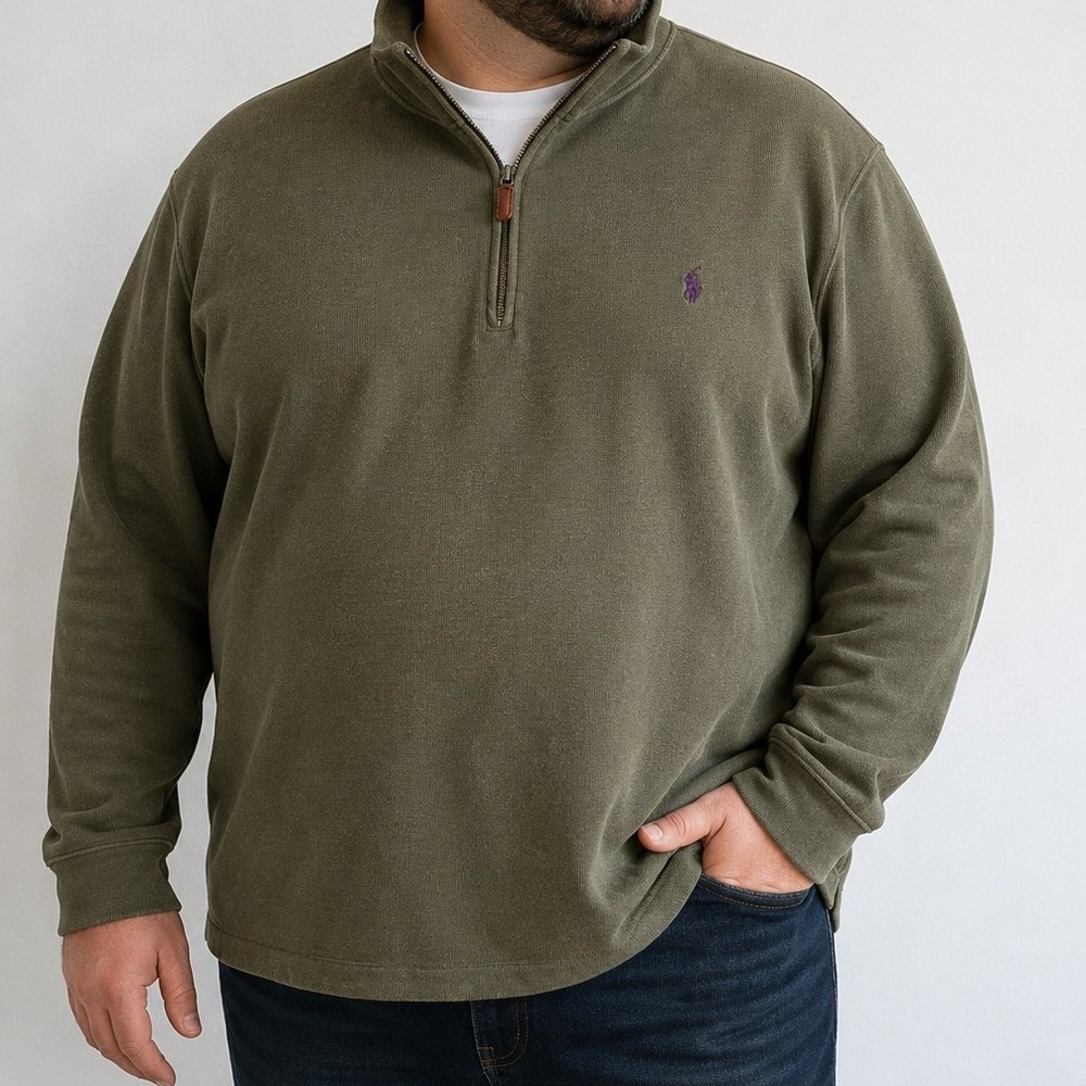 Polo Ralph Lauren 1/4 Zip Pullover Sweater 3XB Quiet Luxury Dark Academia Preppy